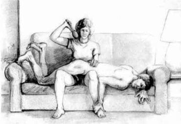 woman spanking man who is hard